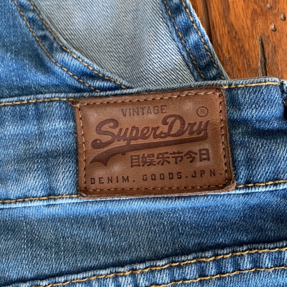 Superdry Denim Short Overalls with Cream Lace Hem Women’s Distressed Size Small - Picture 6 of 14